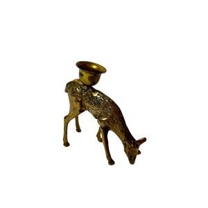Vintage Brass Deer Candle holder 4.5" tall Christmas Holiday decor‎